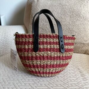 Clare V. Striped Woven Small Bag with Black Handles Brand New
